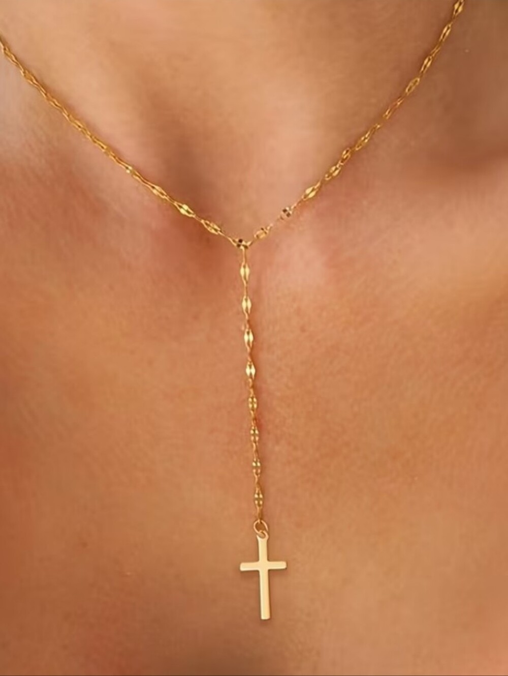 NEW! Delicate Gold Cross Lariat Dangle Chain Choker Y-Necklace - Women's Jewelry